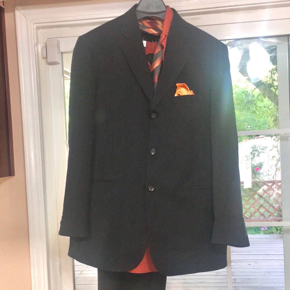 Full Pinstripe Suit with 3 Ties